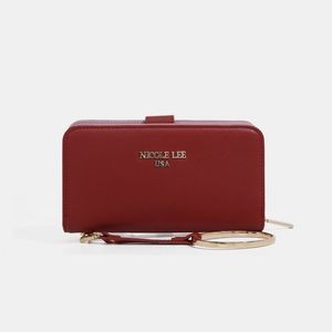 Nicole Lee USA Solid Bifold Wallet with Wristlet In Burgundy Color
